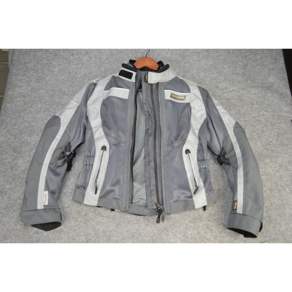 Womens OLYMPIA Moto Sports Cordura Motorcycle Grey XS Motorcycle Jacket 2 in‎ 1